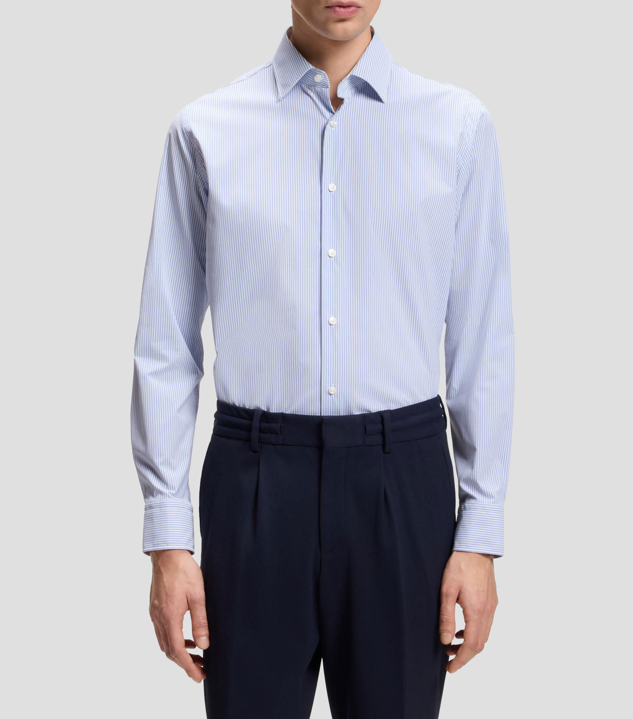 Camisa BOSS regular fit en tejido elástico técnico a rayas Hombre